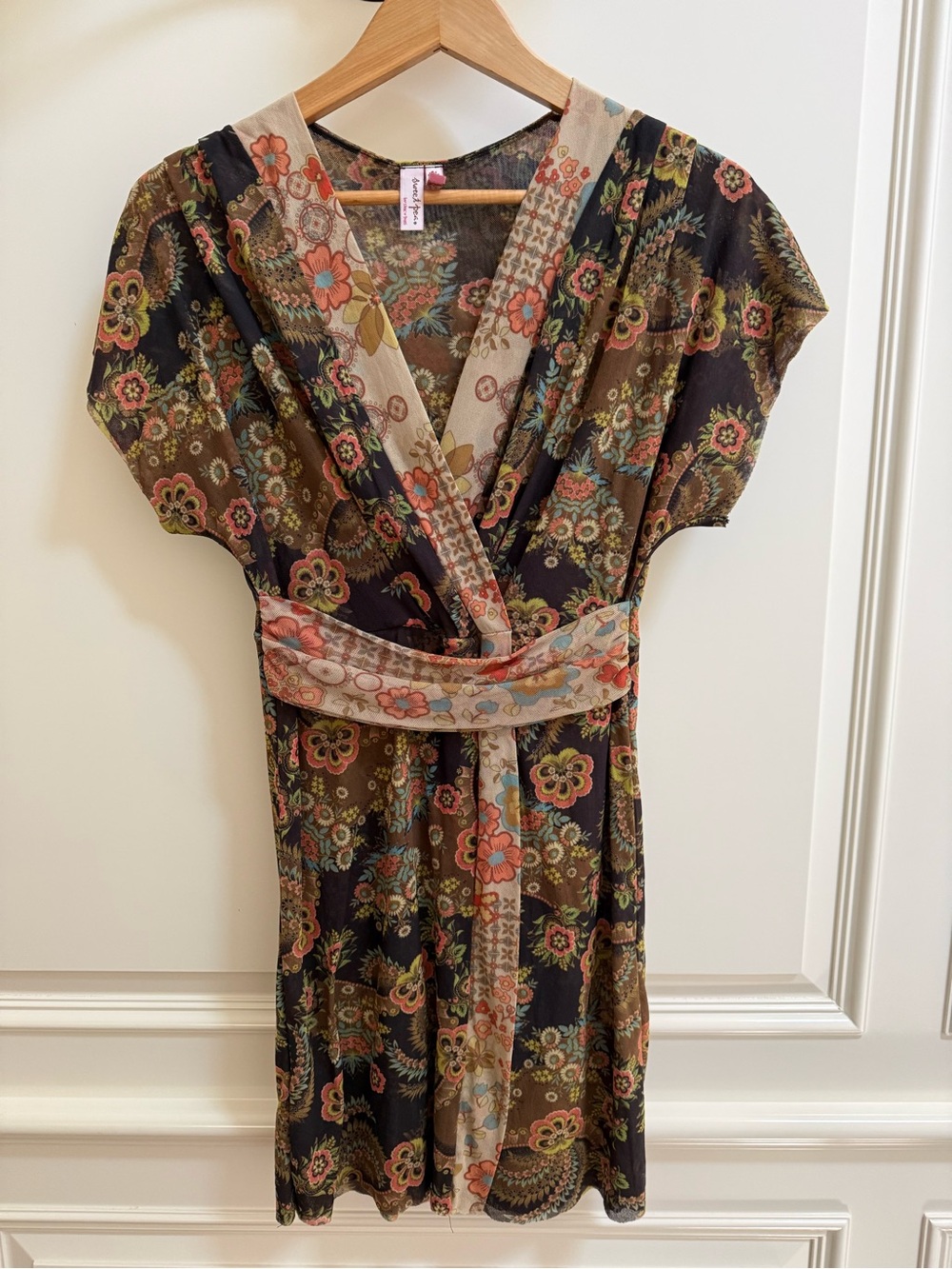 Vintage Sweet Pea by Stacy Frati Patchwork Mesh Wrap Dress